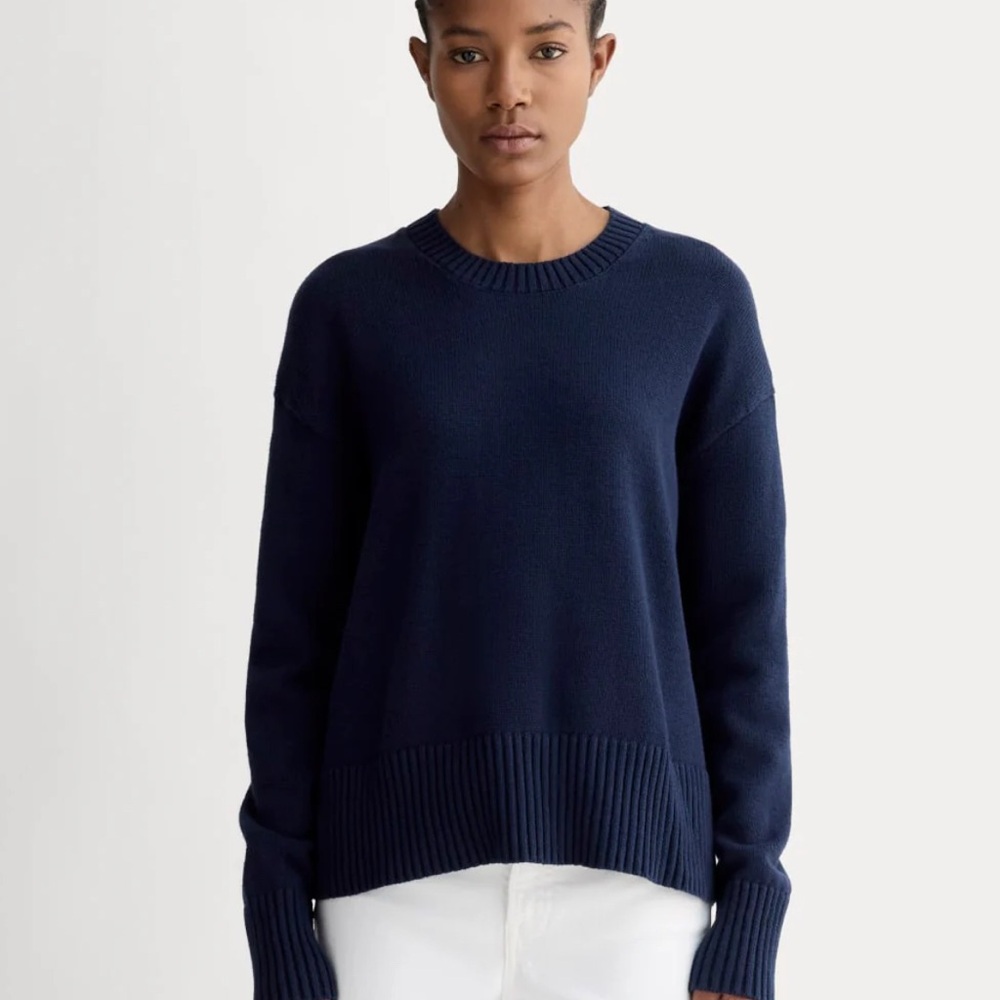 Everlane Boxy Sweater in Cotton Small/Navy